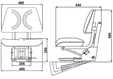 Schleppersitz Vario Seat mit Armlehnen klappbar